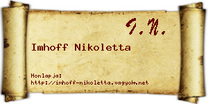 Imhoff Nikoletta névjegykártya